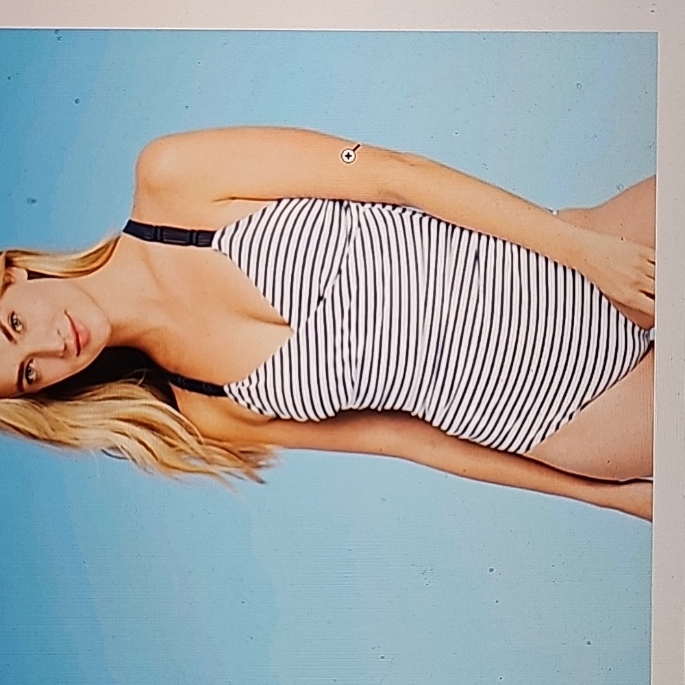💥HP💥 Kona Sol Macrame Strap White Navy Striped Swimsuit Women's Size Large